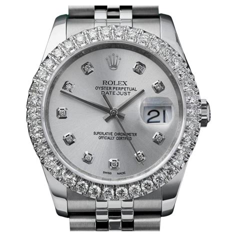 rolex datejust silver diamond|rolex datejust silver diamond bezel.